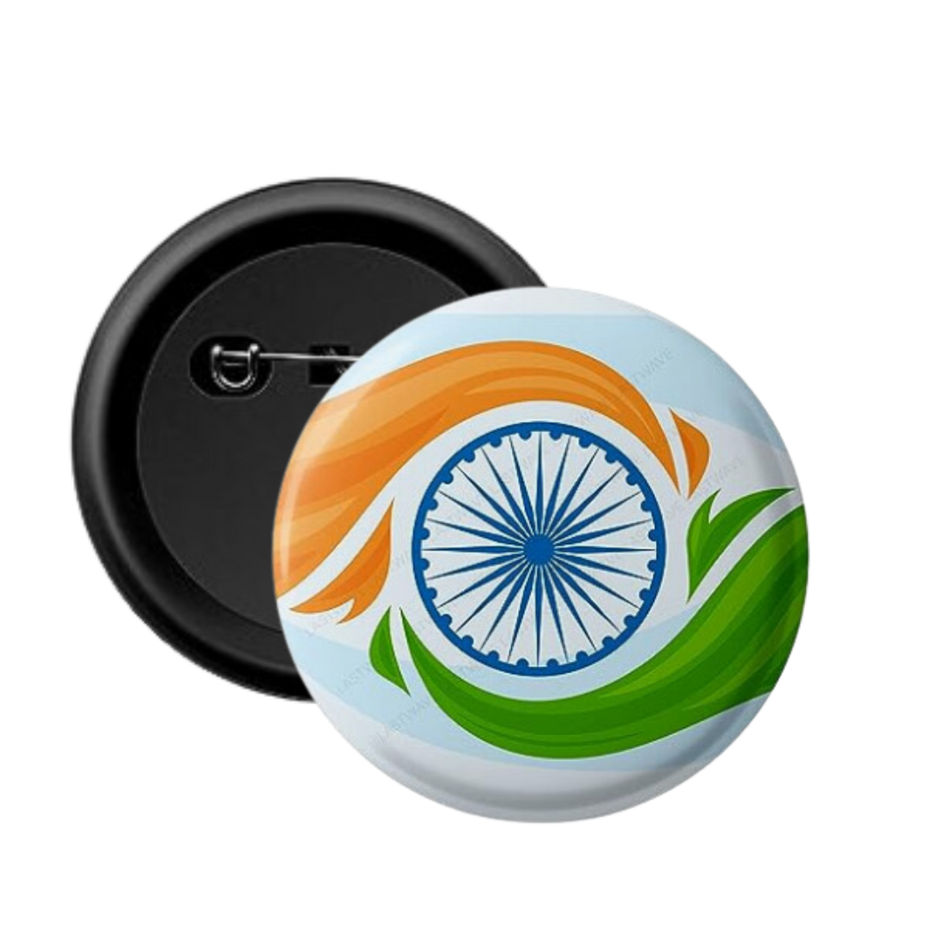 Wave Indian Flag Pin Up Round Badges
