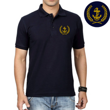 Load image into Gallery viewer, Merchant Navy Anchor Logo Embroidered Cotton Polo Neck T-shirt
