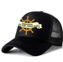 Load image into Gallery viewer, Freedom, Open Air ,High Seas Printed Black Adult Unisex Truckers Style Cap - Premium Quality
