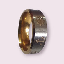 Load image into Gallery viewer, Anchor &amp; Helm Wheel Engraved Unisex Solid Stainless Ring

