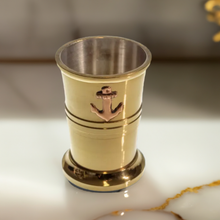 Load image into Gallery viewer, Anchor Themed Shot Glass in Brass Alloy Metal
