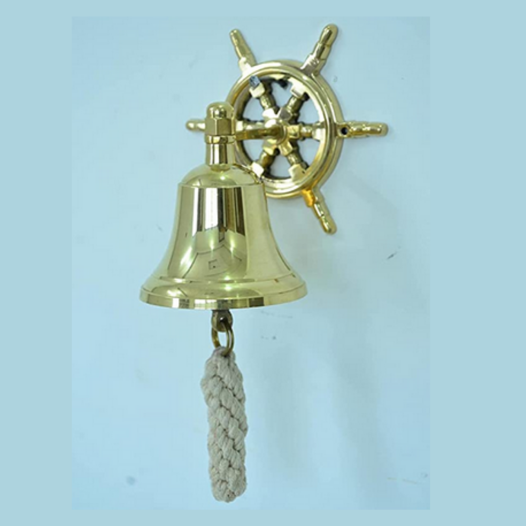 Shiny finish Brass Nautical Ship Bell with Wheel – MARINERSKART