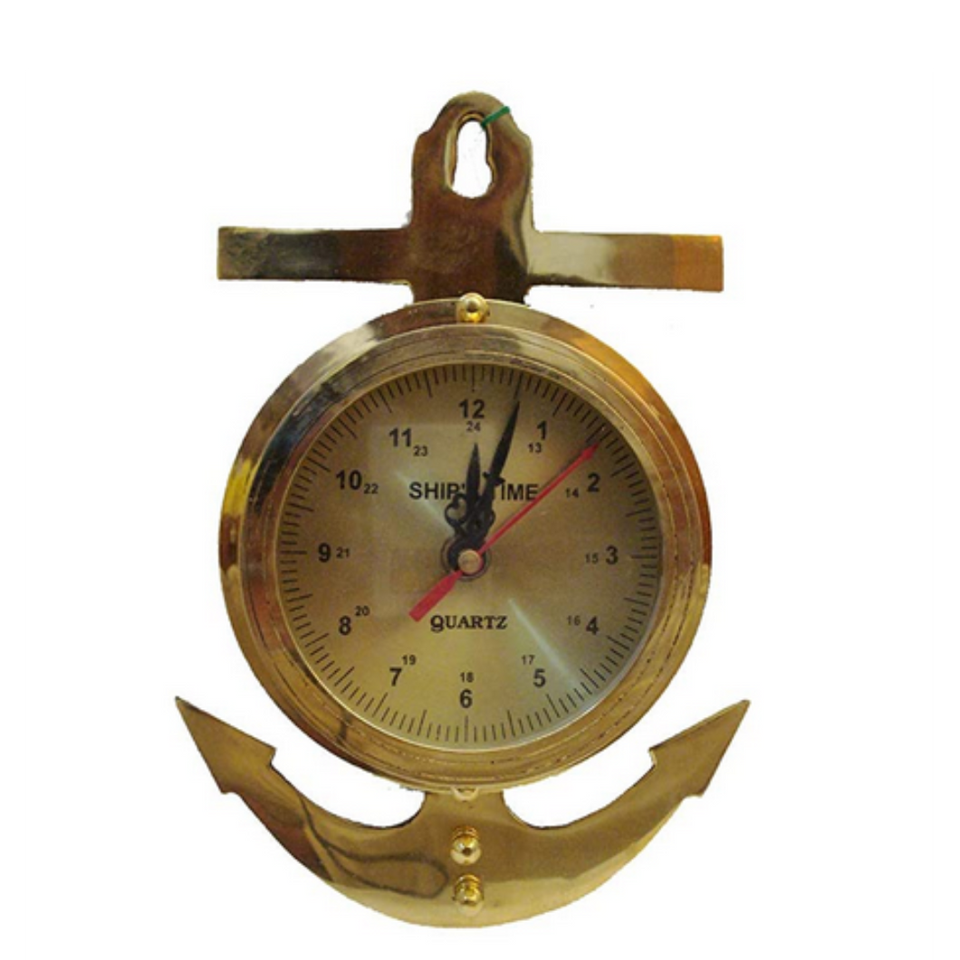 Antique Nautical Brass Anchor Analogue Clock